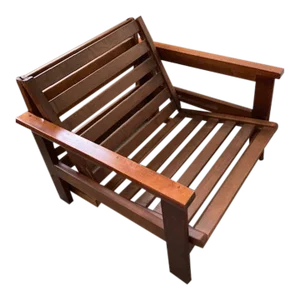 1980s Brazilian Solid Cherrywood Lounge Chair