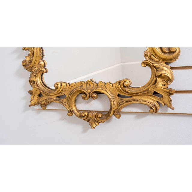 Italian Ornate Gold Gilt Wood Decorator Mirror For Sale - Image 4 of 10