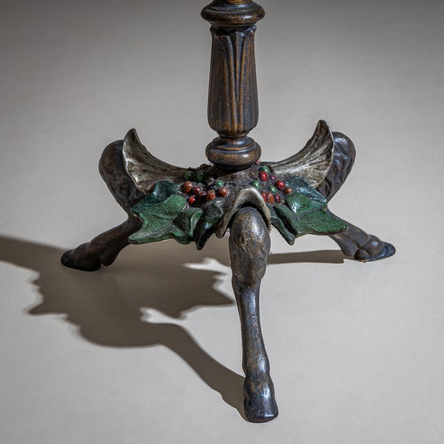 Metal Wrought-Iron Guéridon with Holly Decoration, 19th Century For Sale - Image 7 of 8
