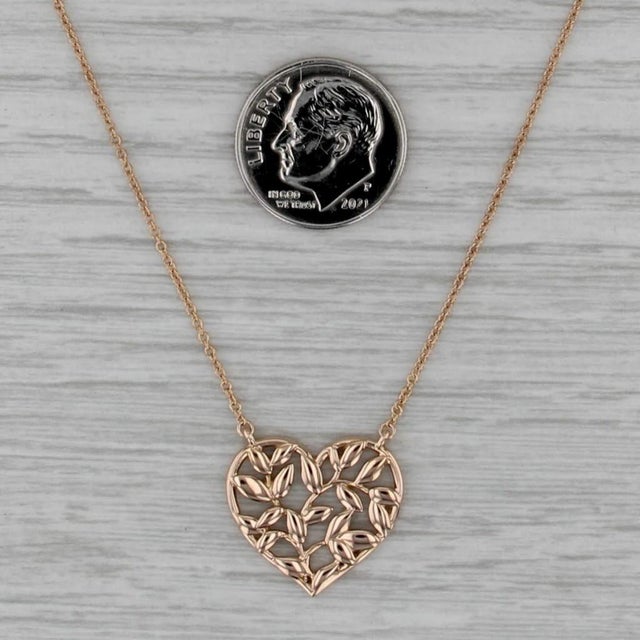 Tiffany Paloma Picasso Olive Leaf Heart Pendant Necklace W/ Pouch 18k Gold For Sale In Greensboro - Image 6 of 6