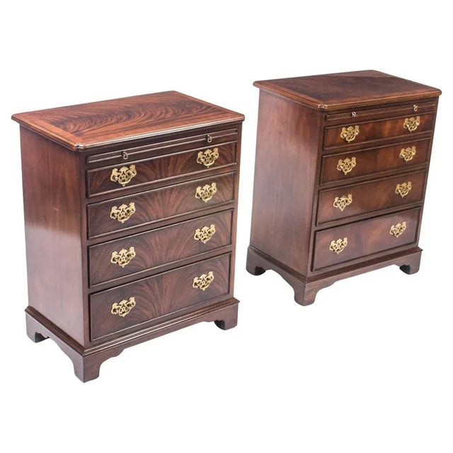 Vintage Flame Mahogany Bedside Chests with Slides, 1990s, Set of 2 For Sale - Image 18 of 18