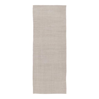 Vintage Turkish Kilim Runner Rug in Solid White Tone-on-Tone - Rug & Kilim For Sale