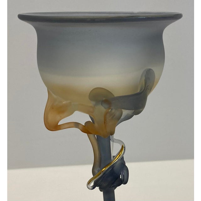 Beautiful French Art Deco style blown art glass bud vase is very unique. Designed and produced in the manner of Erte Elte...