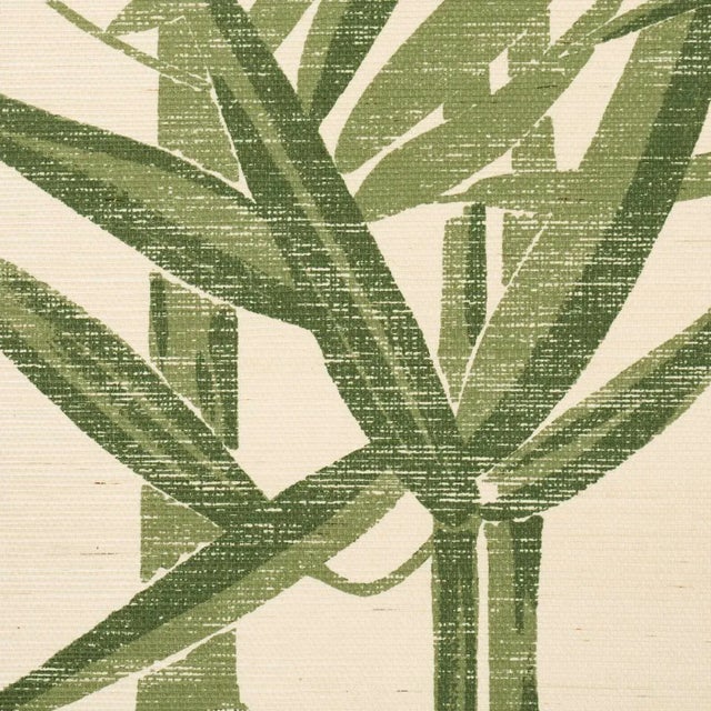 Contemporary SAMPLE - Schumacher Les Bambous Sisal Wallpaper In Green For Sale - Image 3 of 4