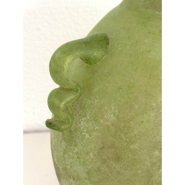Glass Italian Green Murano Scavo Glass Vase attributed to Seguso Vetri d'Arte, 1970s For Sale - Image 7 of 11