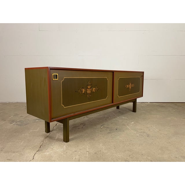 1960s Low Sideboard in Oak with Sliding Doors from Omann Jun Møbelfabrik, Denmark, 1960s For Sale - Image 5 of 12