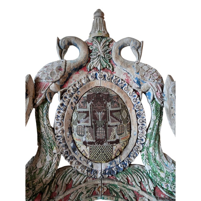 Wood Late 19th Century Anglo-Indian Peacock and Lion Throne Chair For Sale - Image 7 of 17