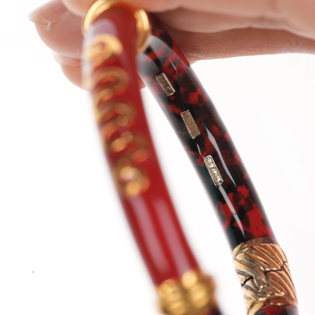 7" Retro Italian Sterling enamel magnetic clamper bangle For Sale - Image 10 of 11