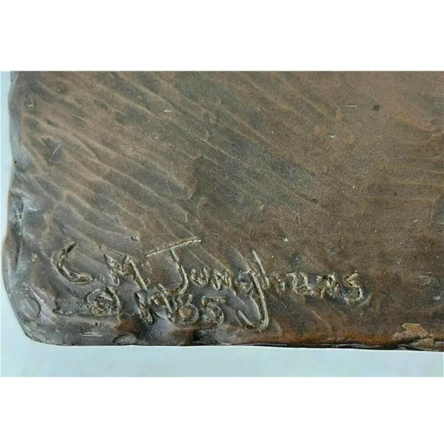 German Expressionist Bronze Relief Plaque Mans Best Friend, a Man and His Dog, 1985 For Sale - Image 10 of 14