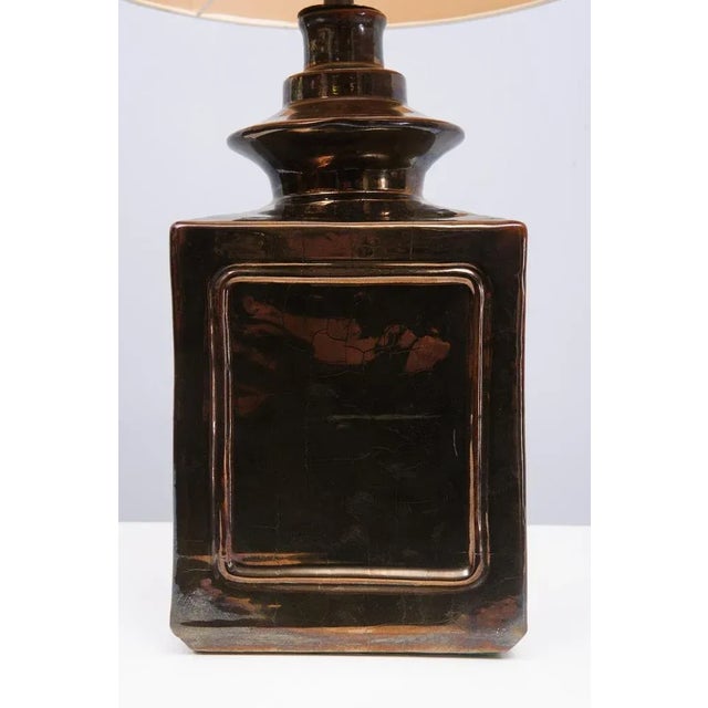 Mid-Century Modern Square Ceramic Table Lamp, France, 1970s For Sale - Image 3 of 12