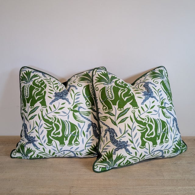Not Yet Made - Made To Order Christopher Farr Cloth La Jungle Pillows in Green - Pair For Sale - Image 5 of 6