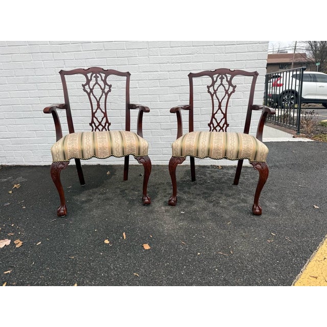 Brown Early 20th Century Chippendale Style Mahagany Dining Chairs For Sale - Image 8 of 18