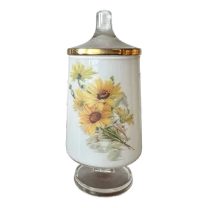 Mid 20th Century Vintage Pedestal Glass With Lid