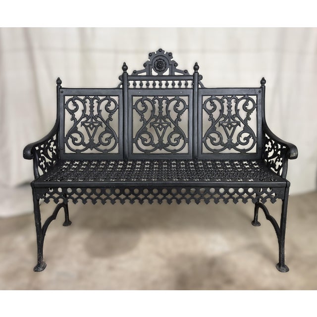 Early 20th Century McLean Style Curtain Bench, Heavy Cast Iron For Sale - Image 6 of 6