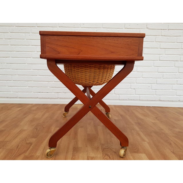 Mid-Century Modern Vintage Scandinavian Sewing Table For Sale - Image 3 of 12