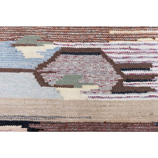 Doris Leslie Blau Vintage Scandinavian Abstract Cream Beige Flatweave Wool Rug For Sale In New York - Image 6 of 7