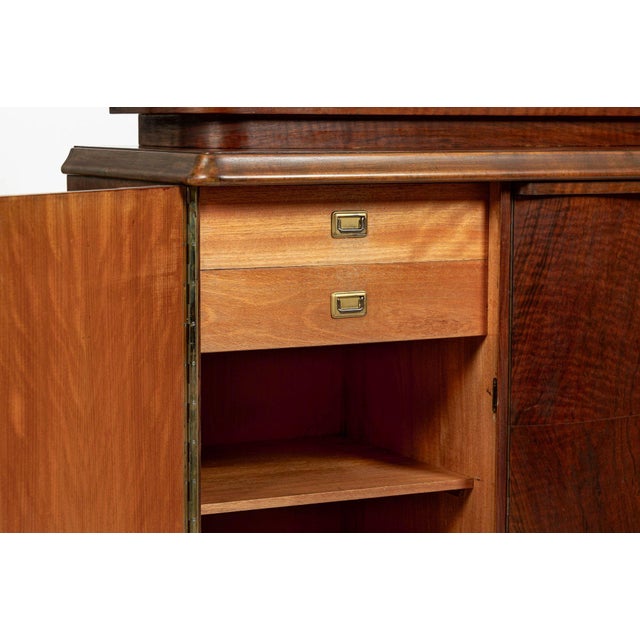 Art Deco Figured Walnut Sideboard Buffet or Bar Cabinet With Vitrine, Circa 1930 For Sale - Image 14 of 18