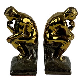 Vintage Auguste Rodin's "The Thinker"/"The Poet" Brass Bookends by Philadelphia Manufacturing Co.- Set of 2 For Sale