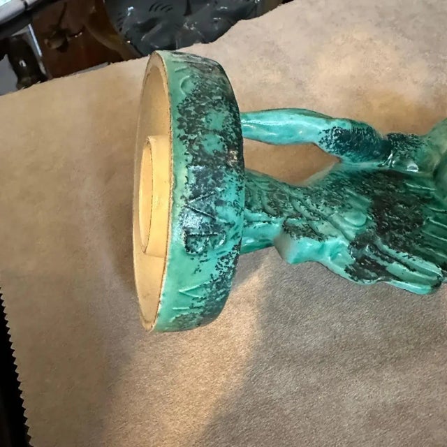 1951 Mid-Century Modern Italian Green Ceramic Italian Aviation Rally Trophy For Sale - Image 4 of 8