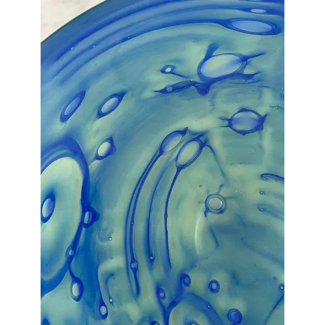 Glass Vintage Kosta Boda Blue/Green Art Glass Footed Bowl/Platter For Sale - Image 7 of 13