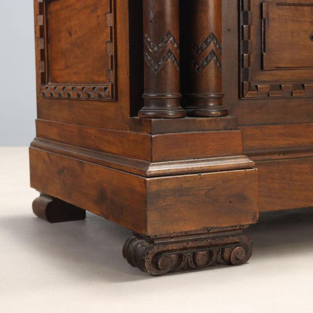 Wood Mid-Century Carved Walnut Chest, Italy For Sale - Image 7 of 11