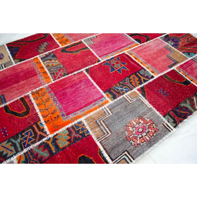 Vibrant Pink & Red Turkish Rug Hand Knotted Handstitched Art - 5'7"x7'10" For Sale - Image 6 of 12