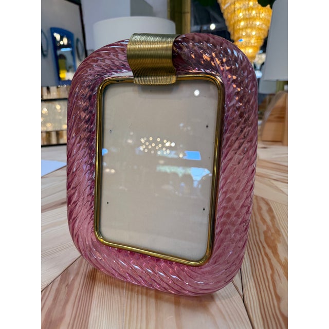 1970s Pink Murano Glass Picture Frame For Sale - Image 5 of 6