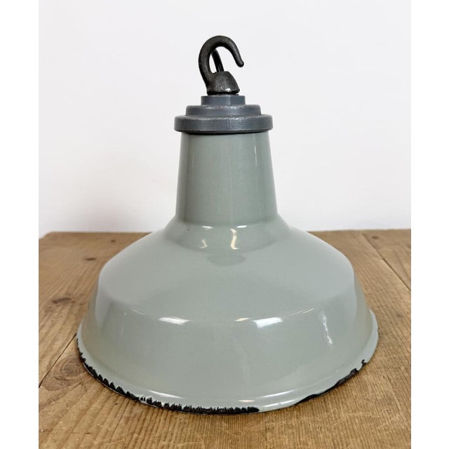 Industrial Grey Enamel Pendant Lamp from Thorlux, 1960s For Sale - Image 16 of 18
