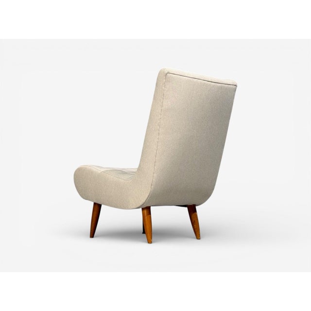 Swedish Modern, Scoop Lounge Chair, Beige Linen, Beech, Sweden, 1940s For Sale - Image 11 of 11