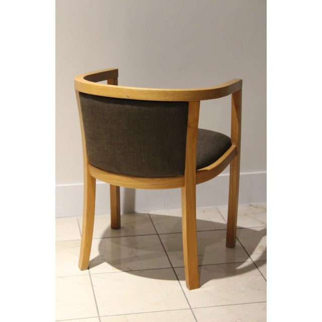 1970s Vintage Danish Modern Oak Barrel Back Chairs | Scandinavian Lounge Armchairs Pair For Sale - Image 5 of 10