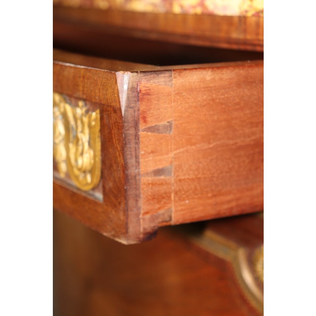 Fine Breche Marble Top Paul Sormani Attributed Bronze Mounted Inlaid Commode For Sale - Image 10 of 15