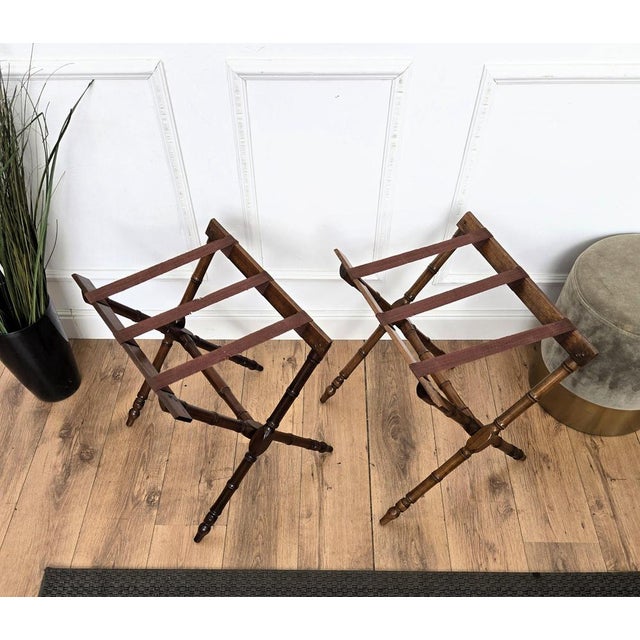 Vintage Italian Foldable Luggage Racks Stands, 1970s, Set of 2 For Sale - Image 4 of 9