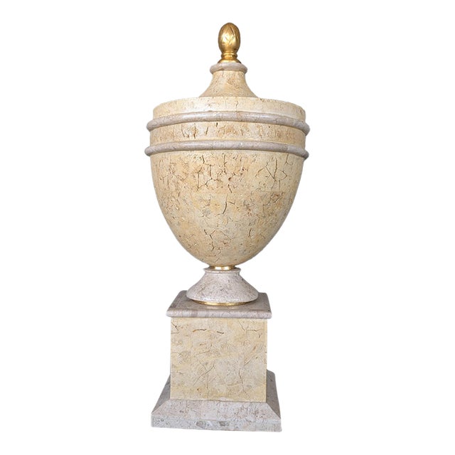 Vintage Maitland-Smith-Styled Tessellated Marble and Plaster Chalice For Sale