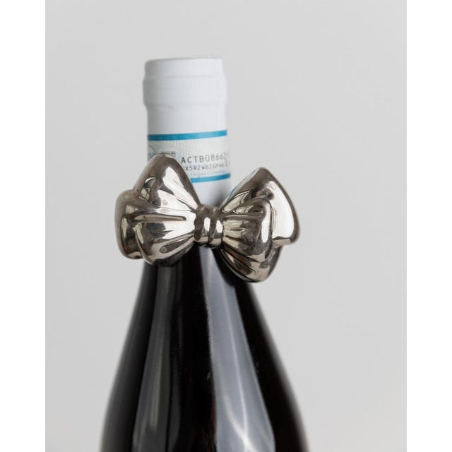Vintage Bottle Accessories Silver-Plated Bows, Set of 2 For Sale - Image 4 of 11