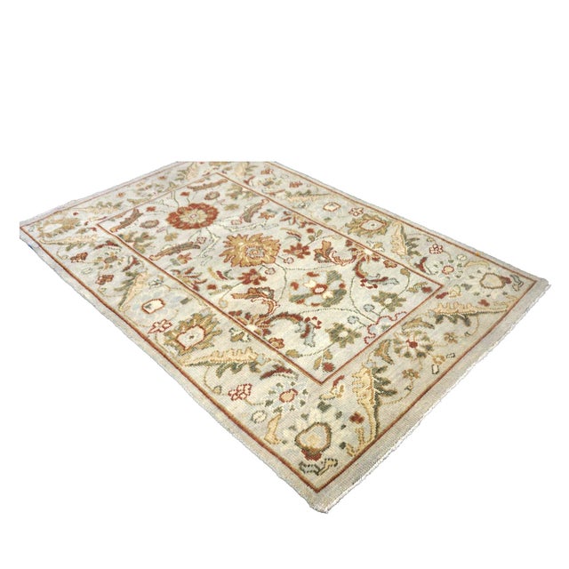 Early 21st Century Afghan Wool Sultanabad Master 3x5 Ivory, Red, & Green Handmade Area Rug #1143658 For Sale - Image 5 of 7