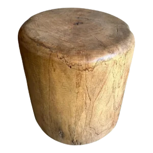 Sculptural Meranti Wood Side Table, With Wood Textures, Modern Organic