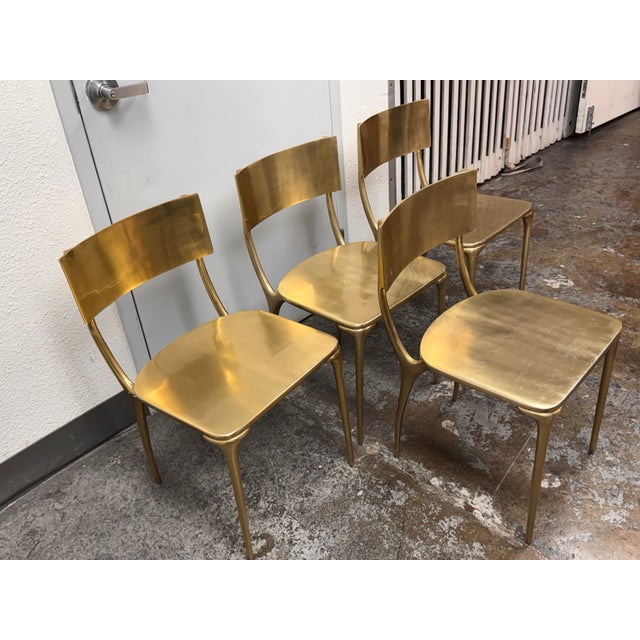Contemporary Cb2 Oro Gold Dining Chairs, Set of Four For Sale - Image 3 of 12