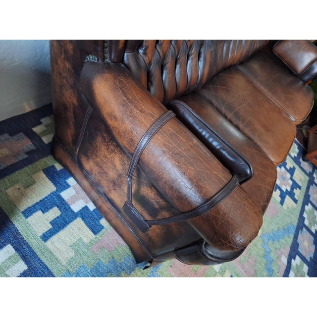 Chesterfield 3-Seater Sofa in Chestnut-Coloured Leather For Sale - Image 14 of 18