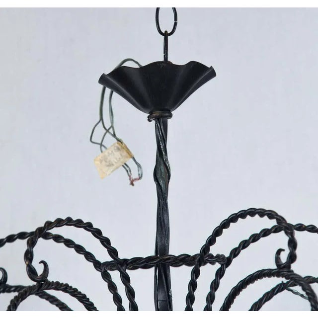 1950s 1950s Japanese Wrought Iron 5 Lanterns Chandelier For Sale - Image 5 of 11