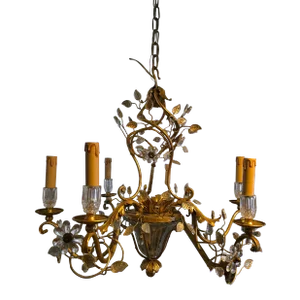 Vintage Mid Century Hollywood Glamour Bagues Style Chandelier
