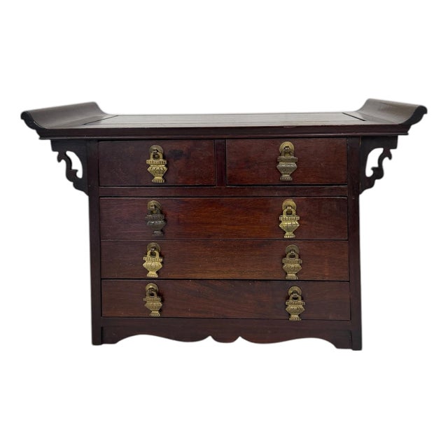 Vintage Chinoiserie Rosewood Jewelry Box For Sale