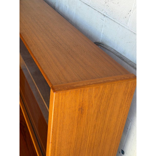 1970s Skovby Teak Credenza and Hutch With Glass Sliding Doors Danish Mid-Century Modern 1970s For Sale - Image 5 of 14