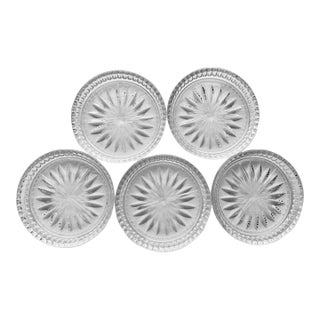 Vintage Princess House Crystal Clear Glass Coasters S/ 5 For Sale