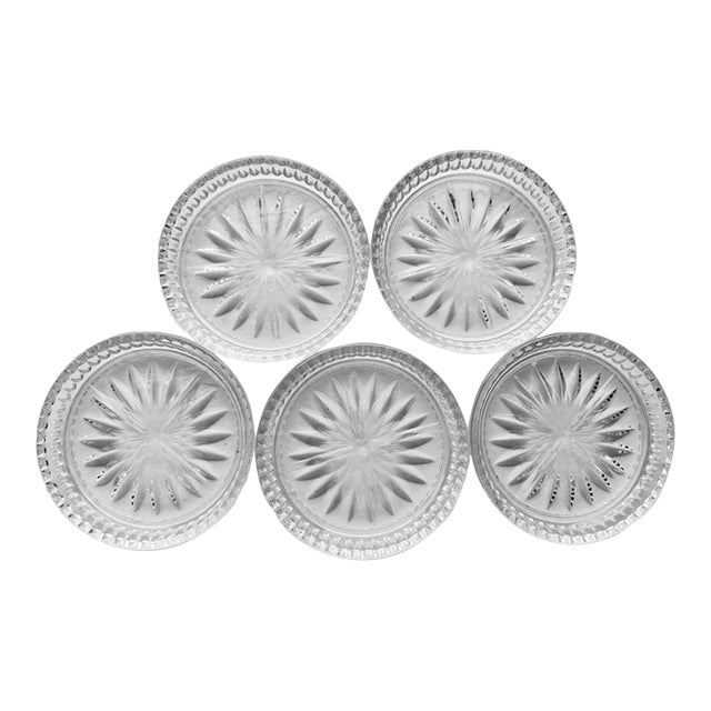 Vintage Princess House Crystal Clear Glass Coasters S/ 5 For Sale