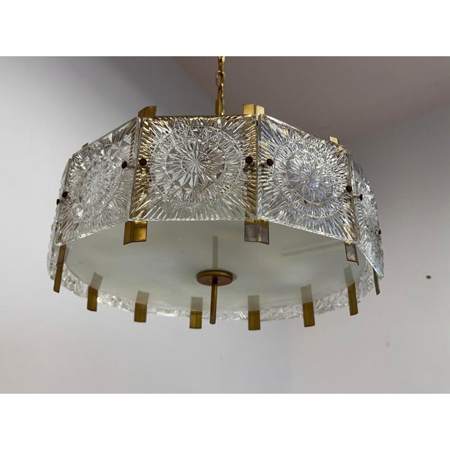 Silver Glass and Brass Pendant attributed to Jaroslav Bejvl for Kamenicky Senov, 1970 For Sale - Image 8 of 10