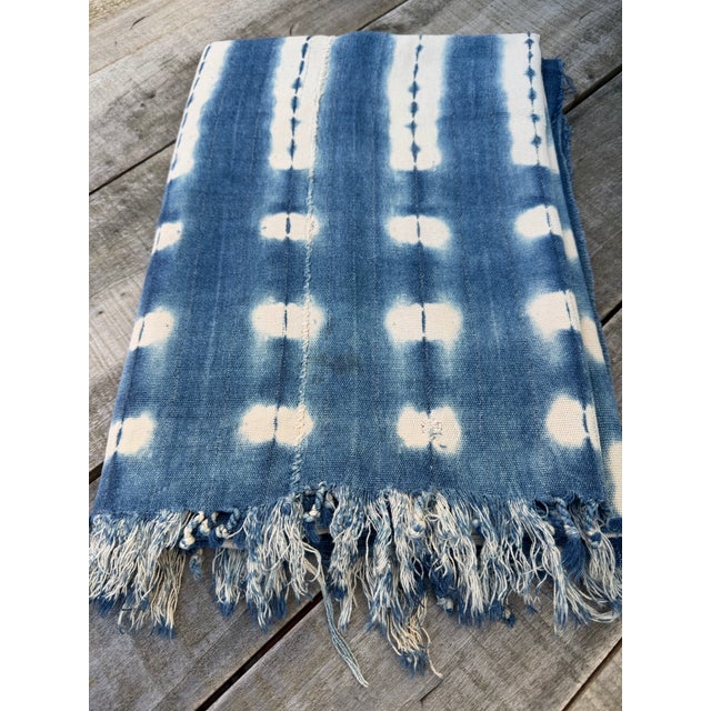 Vintage African Indigo Denim Mudcloth. Hand woven Malian cotton fabric is traditionally hand-dyed by a tribe in West...