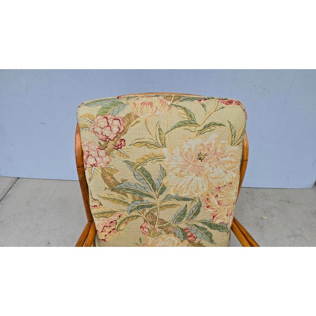 Vintage Heywood Wakefield Mid Century Modern BentWood Rattan Lounge Chair For Sale In Los Angeles - Image 6 of 18
