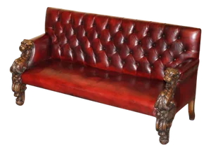 Antique Victorian Chesterfield Sofa in Oxblood Leather