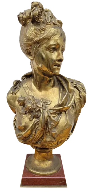 A Carrier, Bust of a Woman, 19th Century, Bronze on Marble