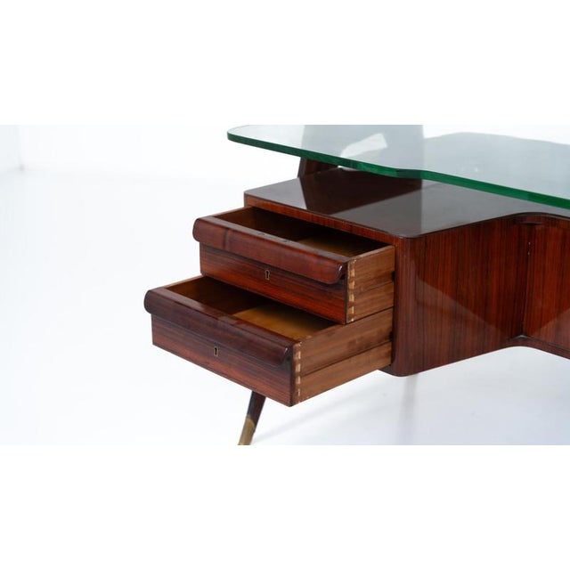 Mid-Century Modern Vittorio Dassi Desk, Wood and Glass, 1950s For Sale - Image 15 of 18